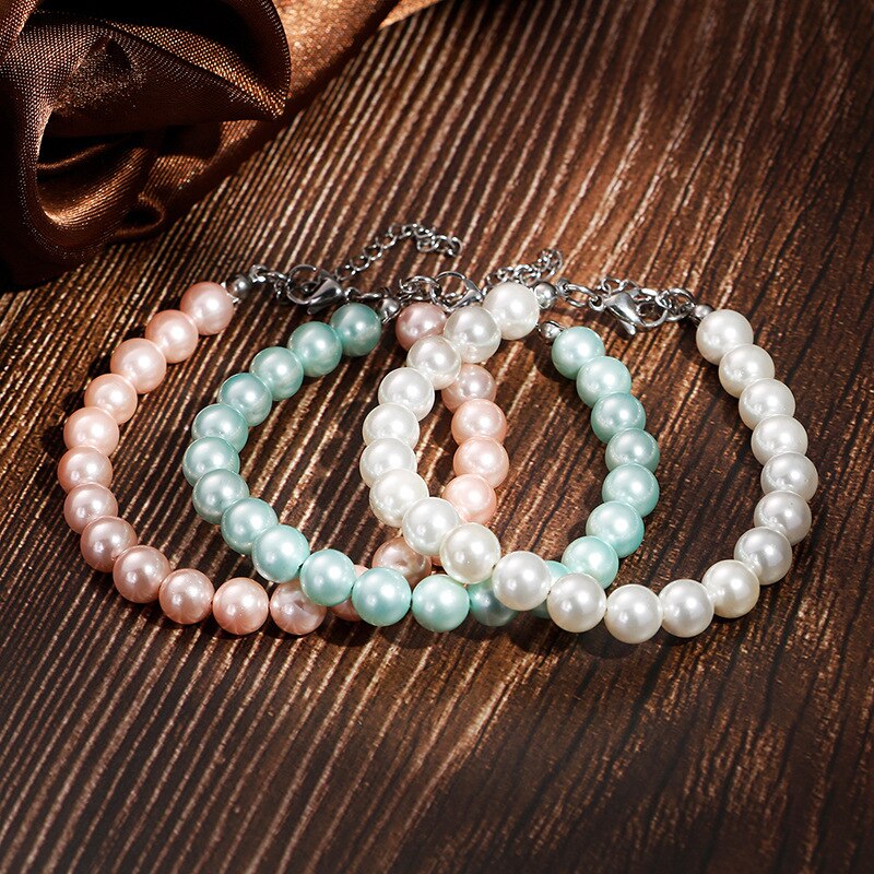 Balls Bracelets Silver Color Stainless Steel Resin Beaded Bracelets Pulseras Jewelry