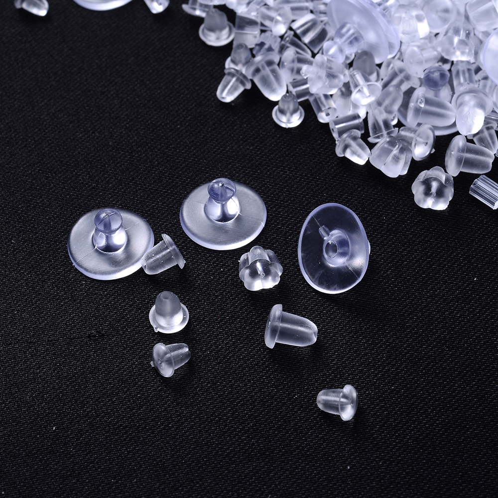 iYOE 500pcs Transparent Soft Silicone Rubber Earring Back Ear Stopper Clasp For Making Earring DIY Jewelry Findings
