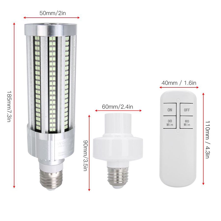 60W Household Ultraviolet Cleaning Lamp Adjustable Remote Control Order Mite Removal UV Light