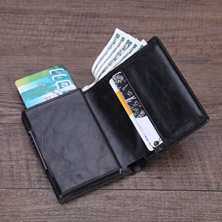 tarjetero delgado de aluminio para hombre y mujer, billetera de Metal para portadores de tarjetas, paquete de tarjetas de identificación, Protector RFID: Crazy black
