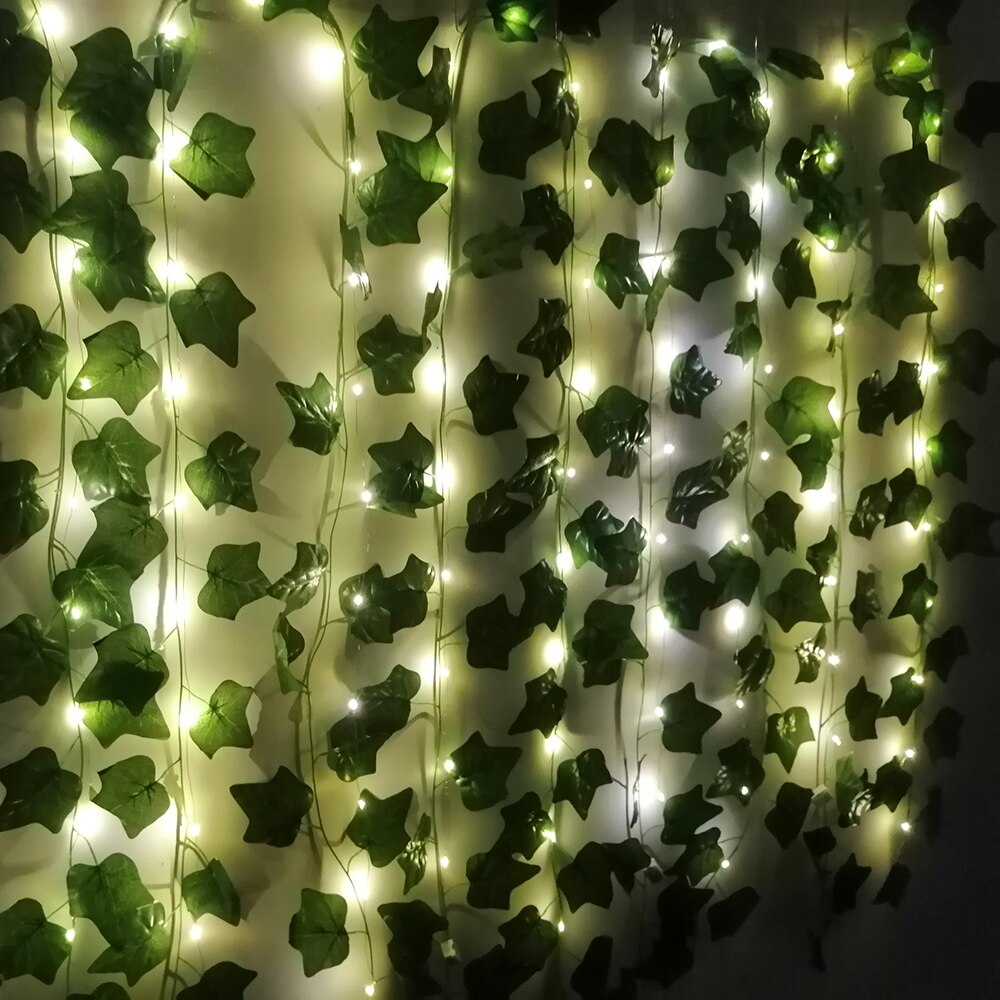 Led ljusslingor murgröna hem bröllop rum dekor konstgjord murgröna blad krans växter diy creeper vine juldekorationer 2022