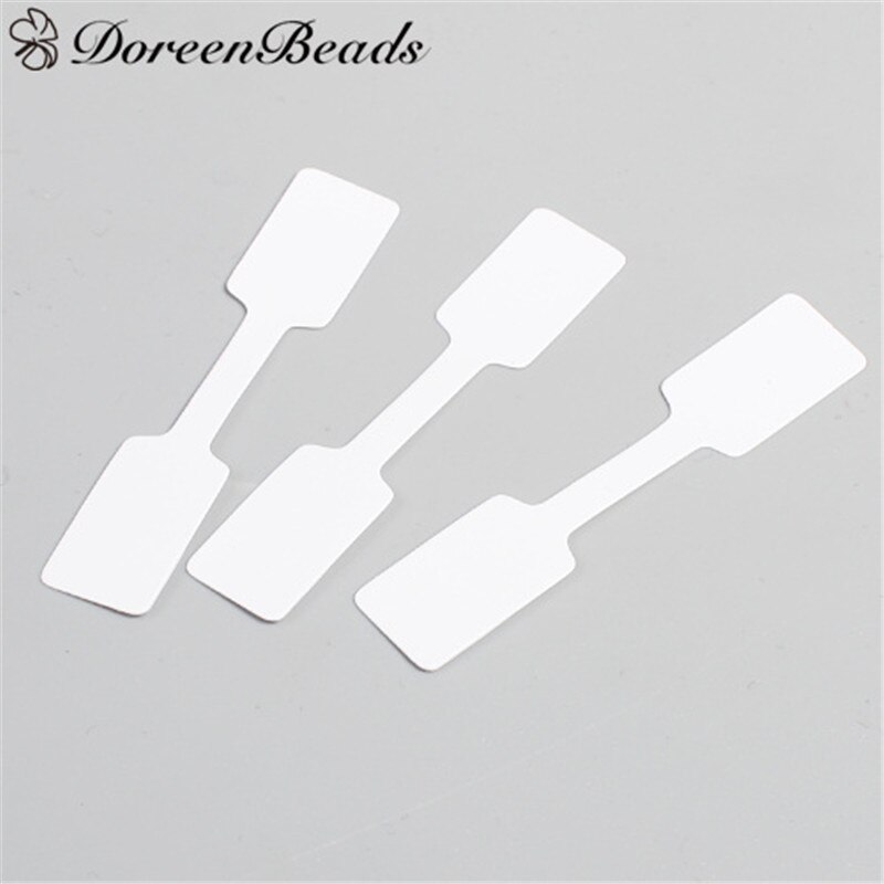 DoreenBeads Witte Vierkante Hoofd Papier Sieraden Label Voor DIY Jeans Tassen Schoenen Naaien Accessoires 6x1.2 cm, 50 Stks/set