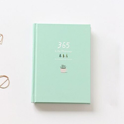 365 jours planificateur cahier coloré Page intérieure illustration Plan quotidien bloc-notes Agenda annuel école papeterie: Light Green