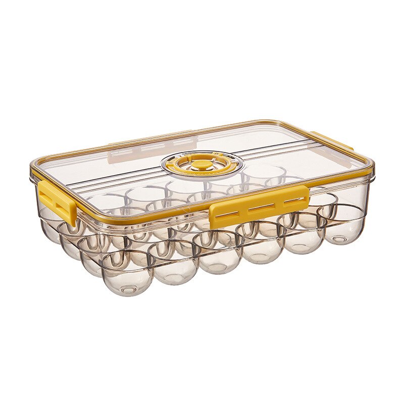 Egg Storage Box Kitchen Drawer Type Egg Storage Box Refrigerator Storage Box Fresh Keeping Box Dumpling Box Household Eggs Holde: Yellow-L-A