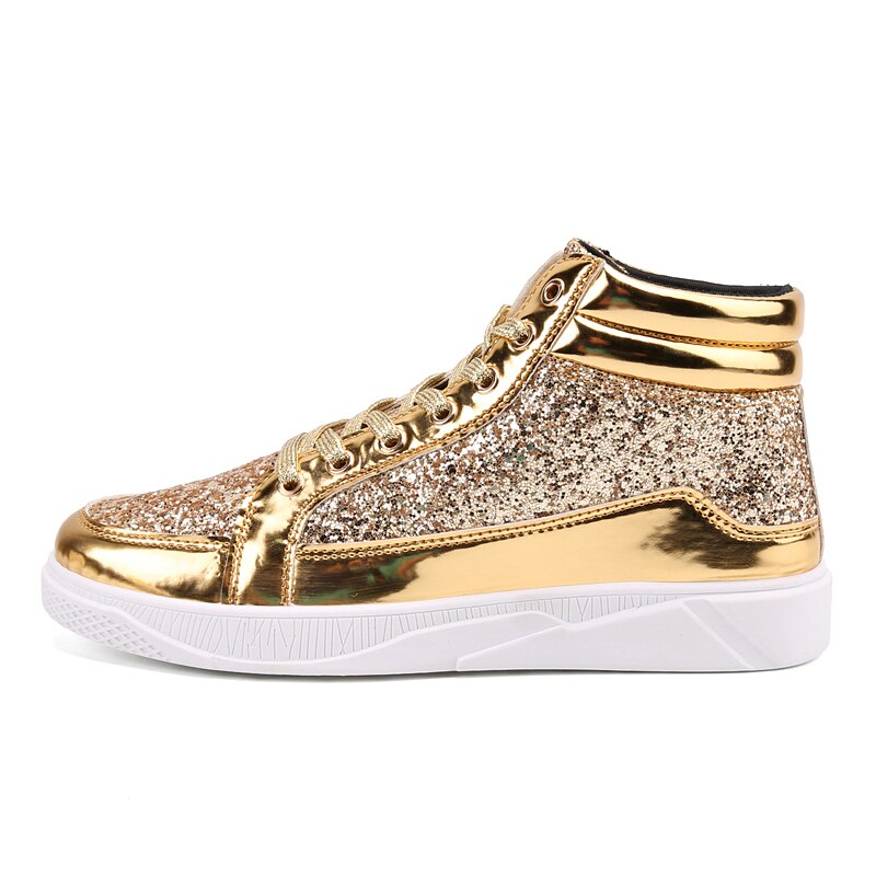 Chaussures de skate haut de gamme hommes Style coréen en plein air hommes chaussures de sport or argent rue Hip Hop Chaussure Homme baskets: Or / 42