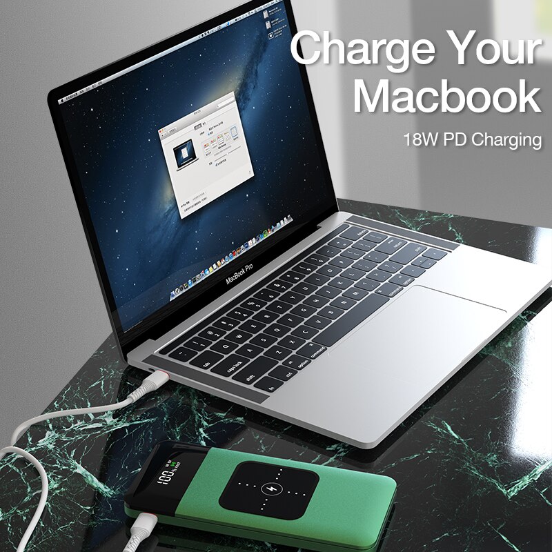 Alieny 15W Draadloze Power Bank 22.5W Pd Snel Opladen Draagbare Batterij Externe Powerbank Met Led Display 20000Mah power Bank
