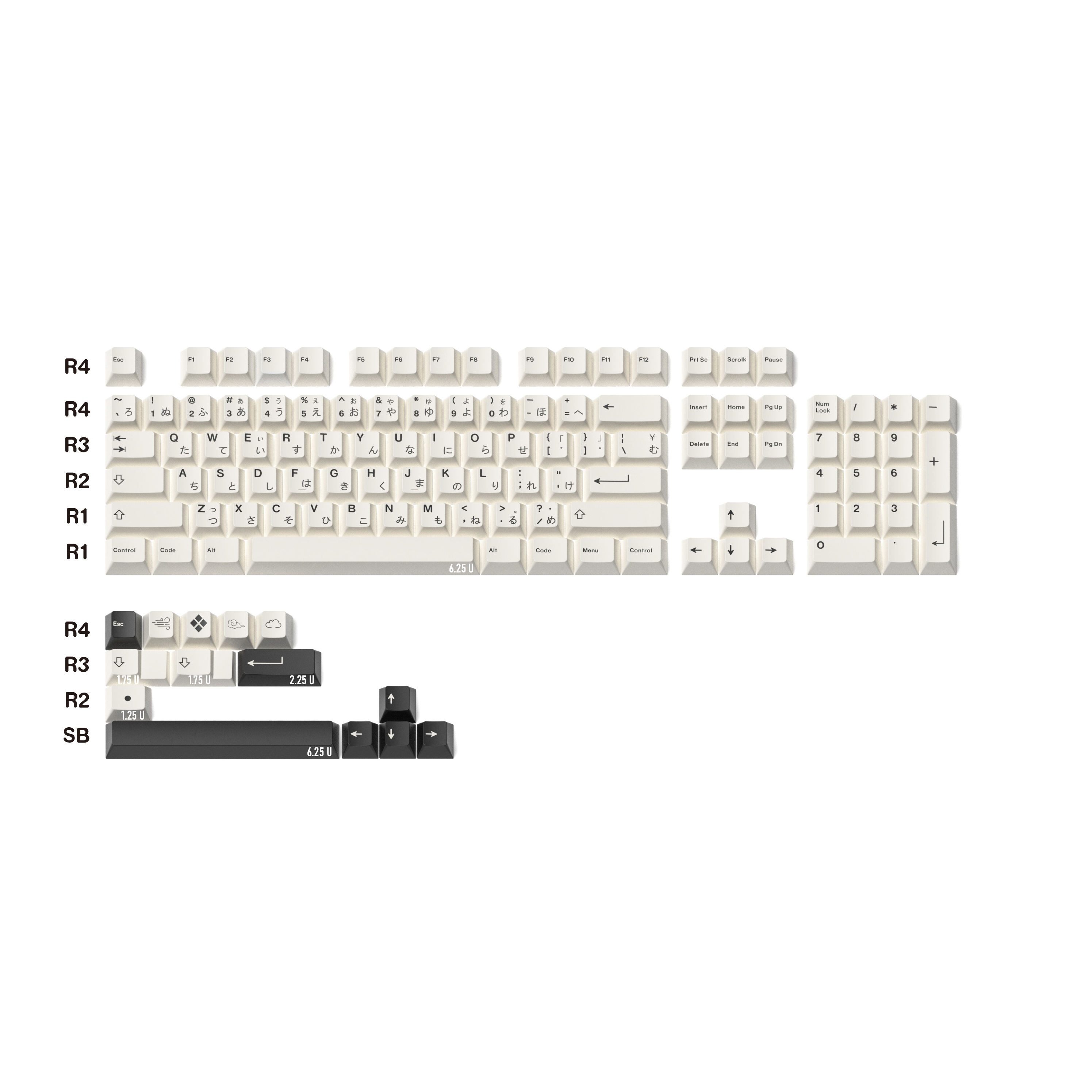JKDK – capuchons de touches de clavier minimaliste japonais, profil Cherry, PBT, noir et blanc, pour clavier mécanique avec interrupteur MX