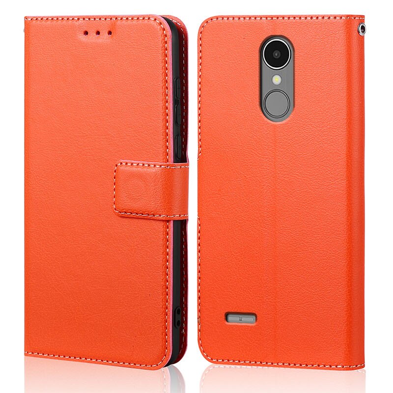 Siliconen Flip Case Voor Lg K8 X240 Luxe Wallet Pu Leer Magnetische Telefoon Zakken Gevallen Voor Lg K8 x240 Met Kaarthouder: Orange
