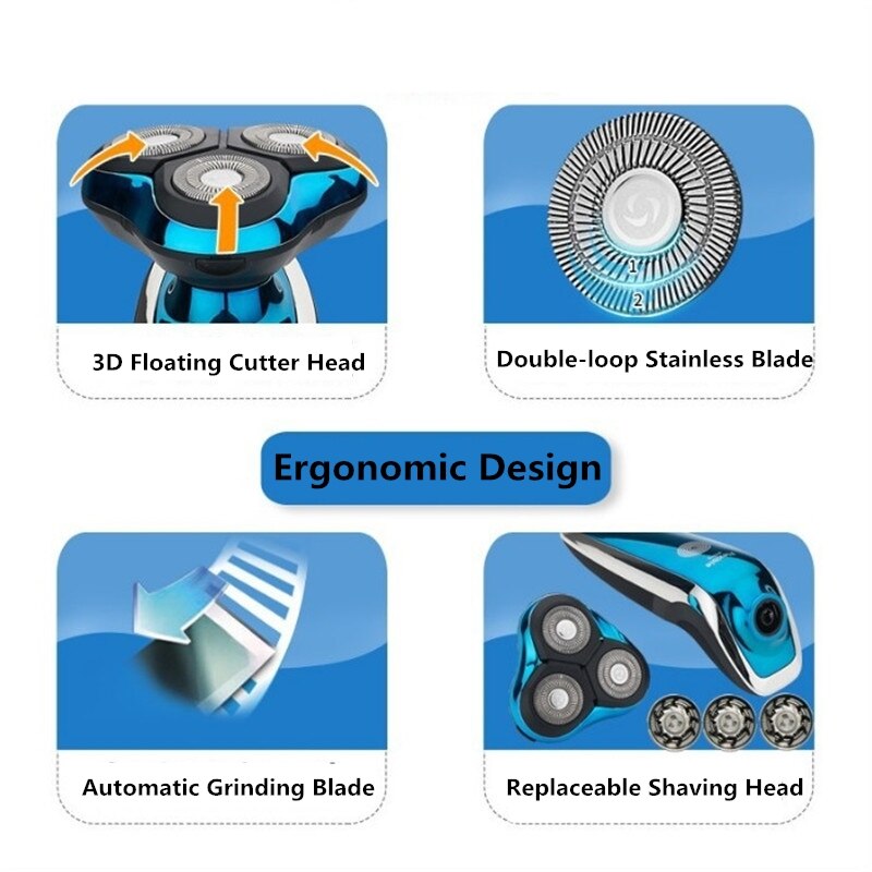 Barbeador elétrico Recarregável USB Display Digital Inteligente de Lavagem de Corpo Inteiro Barbeador máquina de Cortar Cabelo Nariz Aparador de Pêlos de Orelha