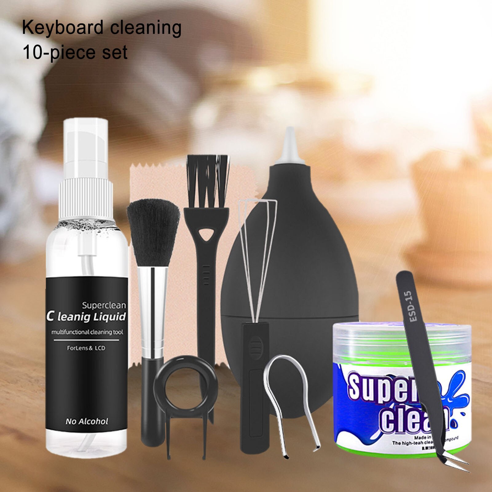 50ML 10PCS Cleaning Liquid Set Mechanical Keyboard Cleaning Kit Computer Cleaning Notebook Cleaning Tool Disassembly Key Puller