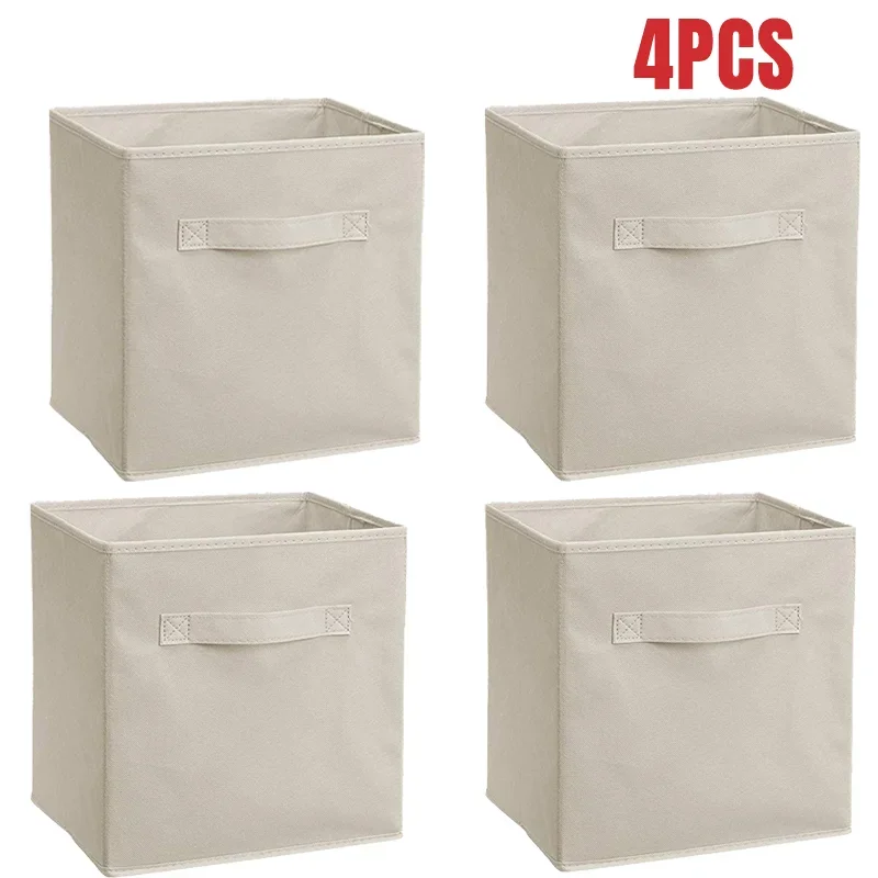 Clothes Storage Box Large Capacity Square Storage Box Without Lid Foldable Non-Woven Storage Box Toys & Snacks Organizer: light yellow