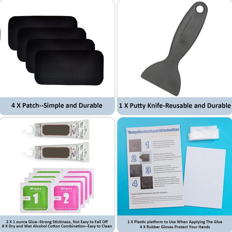 20X10CM Trampoline Patch Repair Kit Glue On Patches Repair Trampoline Mat Tear Or Hole Complete Set Including Patch