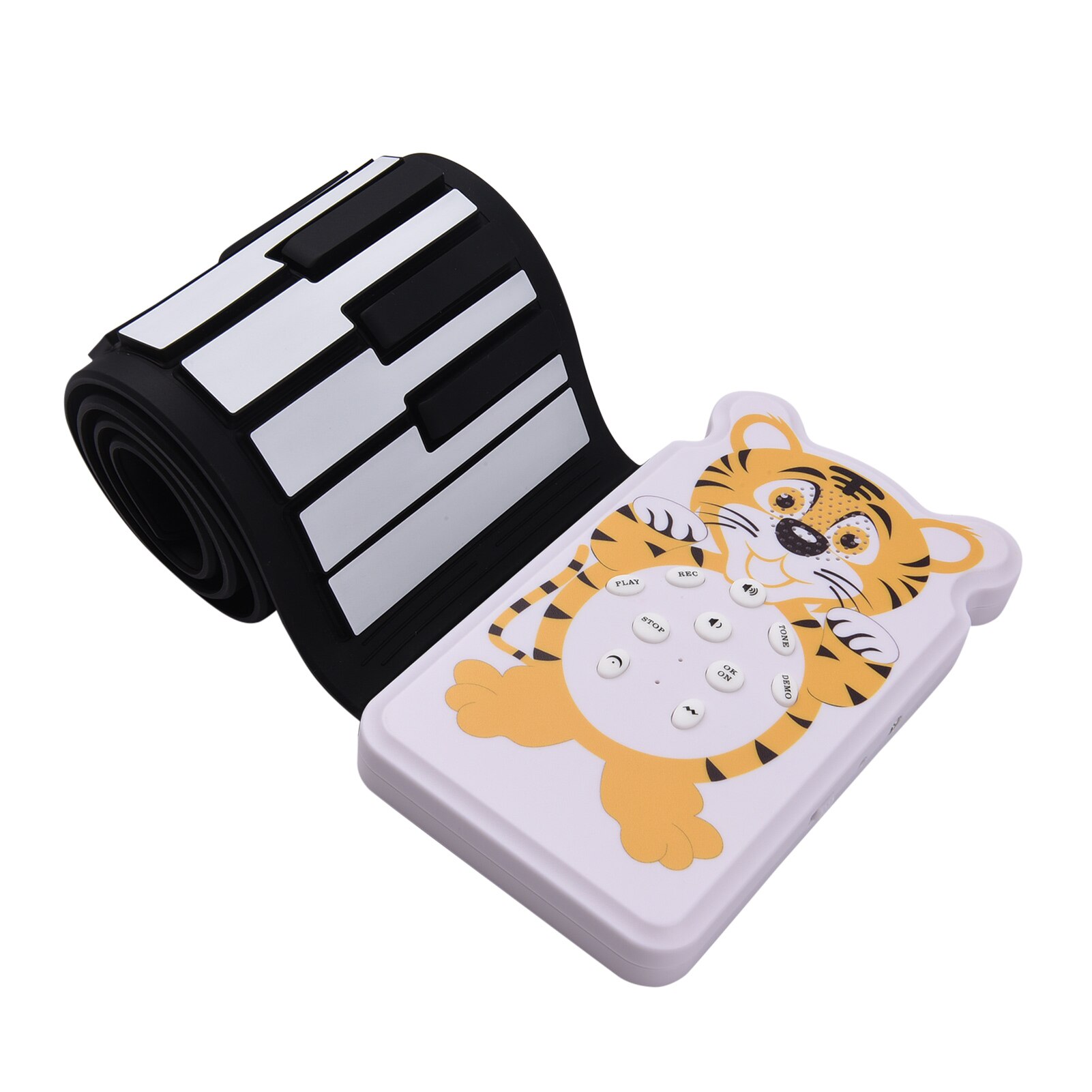 49-key Roll-up Electronic Piano 8 Tones 6 Demos Record Funtion Built-in Speaker with Echo Sustain Trill Effect 3.5mm Output