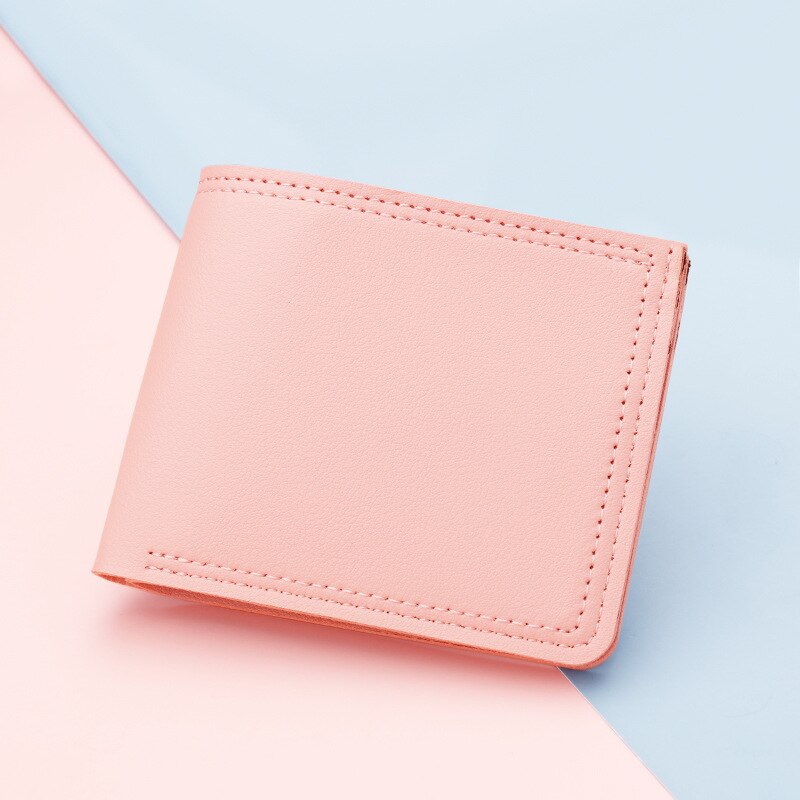 Mode Gesp Vrouwen Kleine Portemonnee Credit Multi-Kaarthouders Pakket Pu Functie Rits Ultra-Dunne Organizer Case Coin portemonnee: Pink