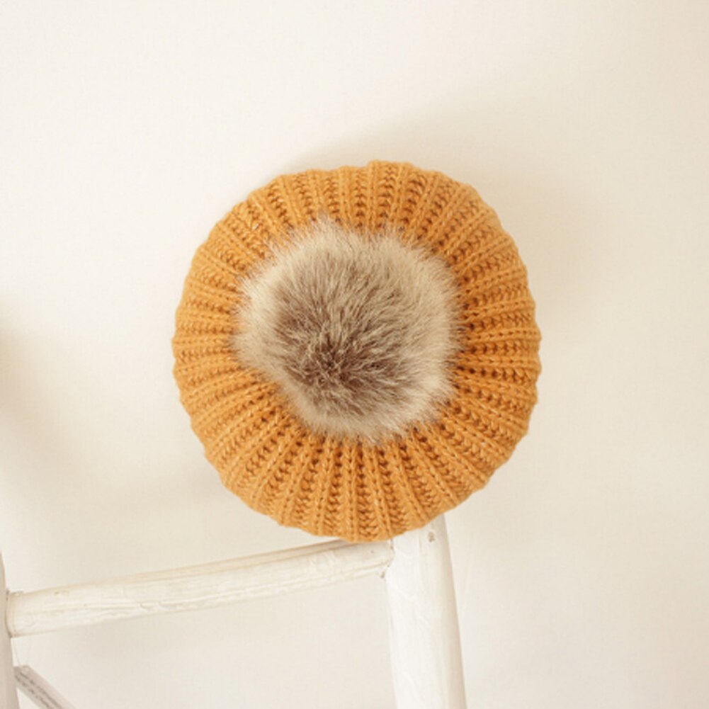 Linda gorra de boina de bolas de Pom Unisex bebé invierno Bebé abrigado sombrero de punto Casual gorra de color liso para 2-6T niños niñas niños: Naranja