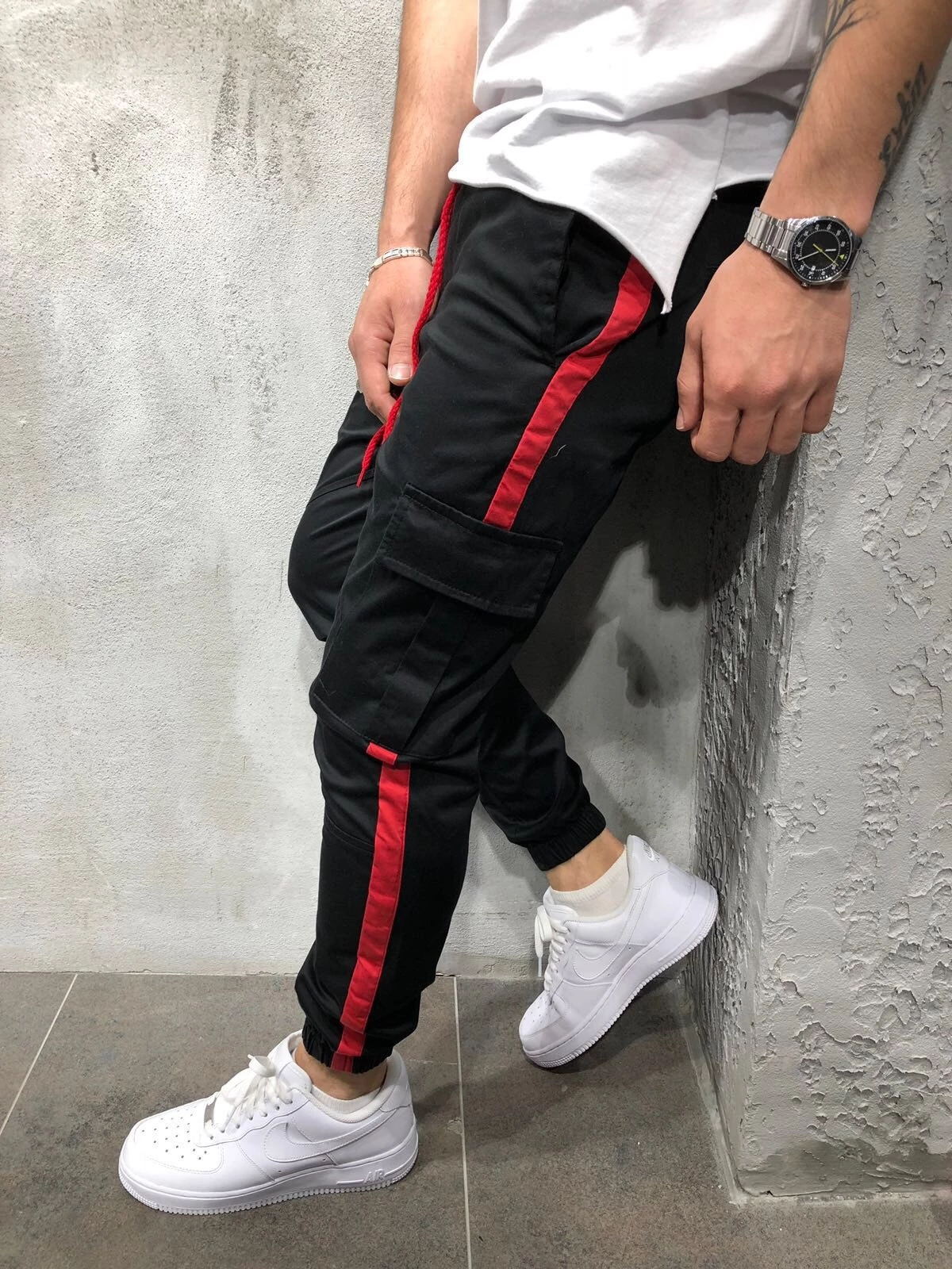 Pantalon de Sport multi-poches pour homme, vêtement de à la , de gymnastique, de musculation, de Fitness