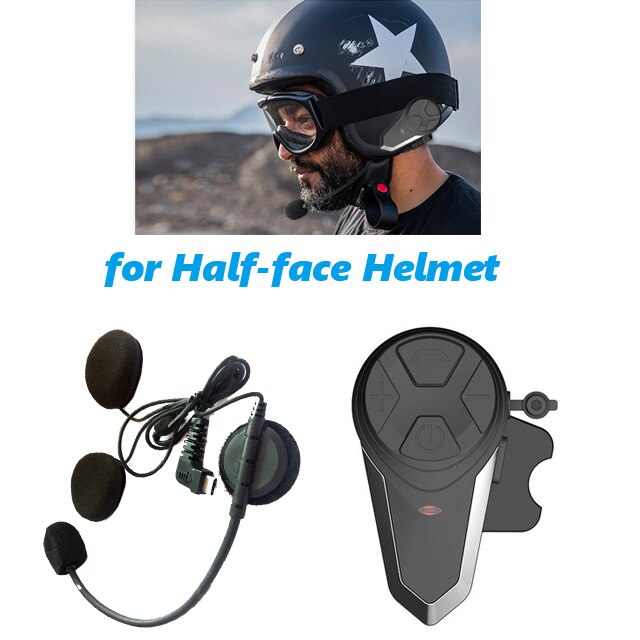 BT-S3 Motorcycle Helmet Bluetooth Intercom Motorbike Wireless Headset 1000M Handsfree Waterproof Interphone FM Radio Headphone: 1pcs for Open Helmet