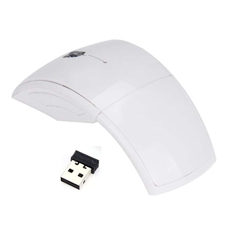 Trådløs mus 2.4g datamaskinmus sammenleggbar reisenotisbok mute mus minimus usb nano-mottaker for bærbar pc stasjonær gamer: Hvit