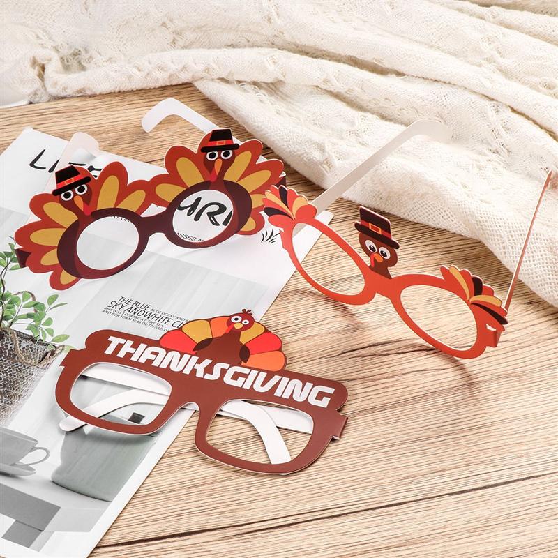 9 pièces drôle dinde décoration lunettes Thanksgiving dessin animé lunettes de soleil pour Thanksgiving Costume fête couleur assortie