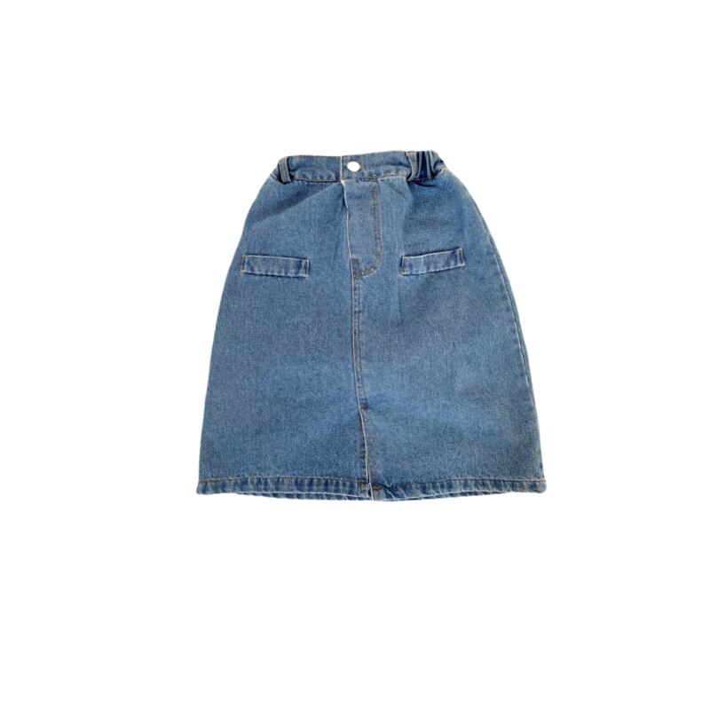 Faldas vaqueras hasta la rodilla para niños de 3 a 11 años, ropa informal holgada de Color sólido, Hc38