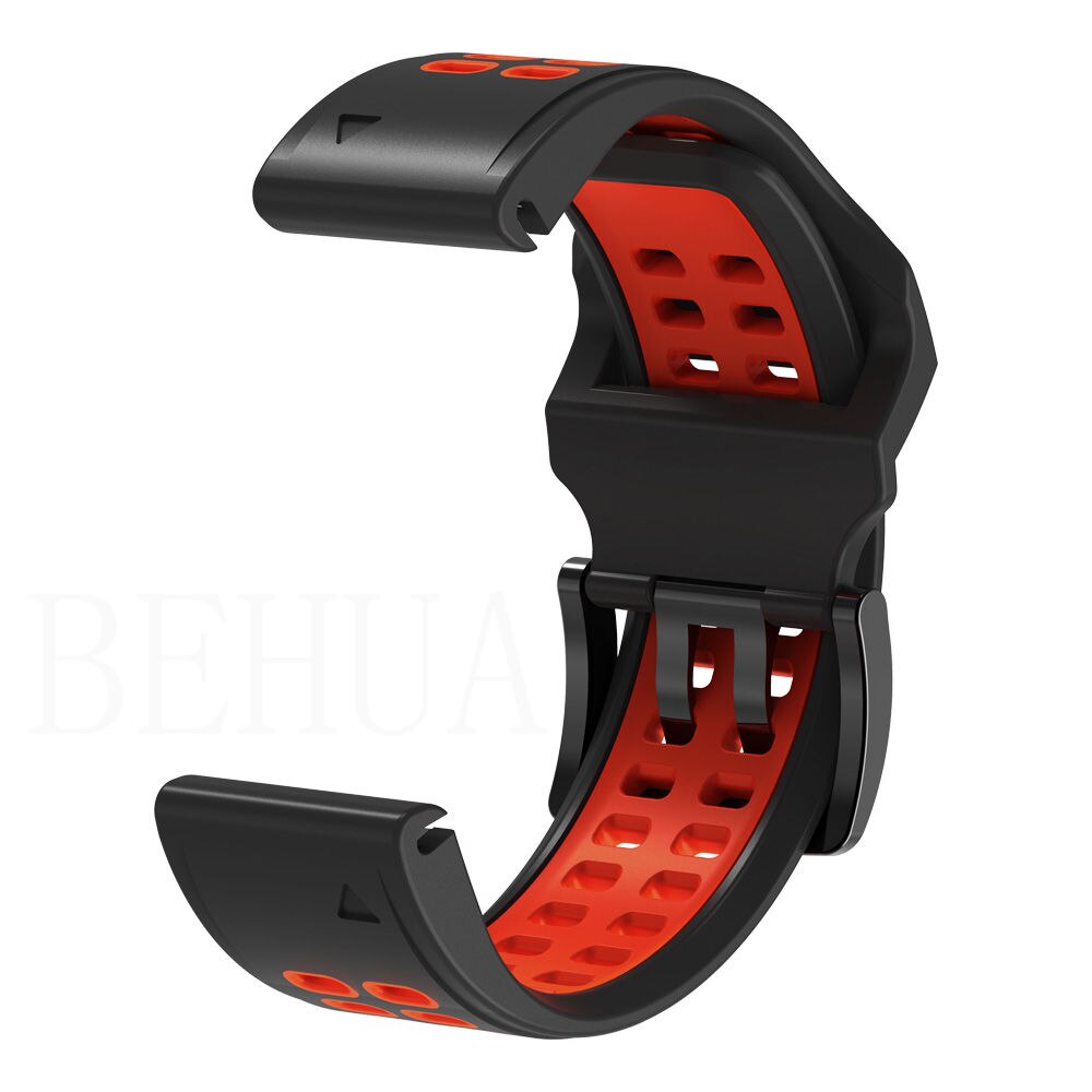 22 26Mm Silicone Horlogeband Voor Garmin Fenix 7X 7 6X 6 Pro Fenix 5X 5 Plus Forerunner 945 Band wriststrap Quick Release Armband: Red black / 14mm