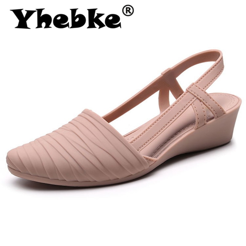 sandalias para mujer, zapatos de punta afilada, zapatos de gelatina, suela suave, Sandalias de tacón bajo, zapatos casuales al aire libre para la playa de calle diaria, Rosa