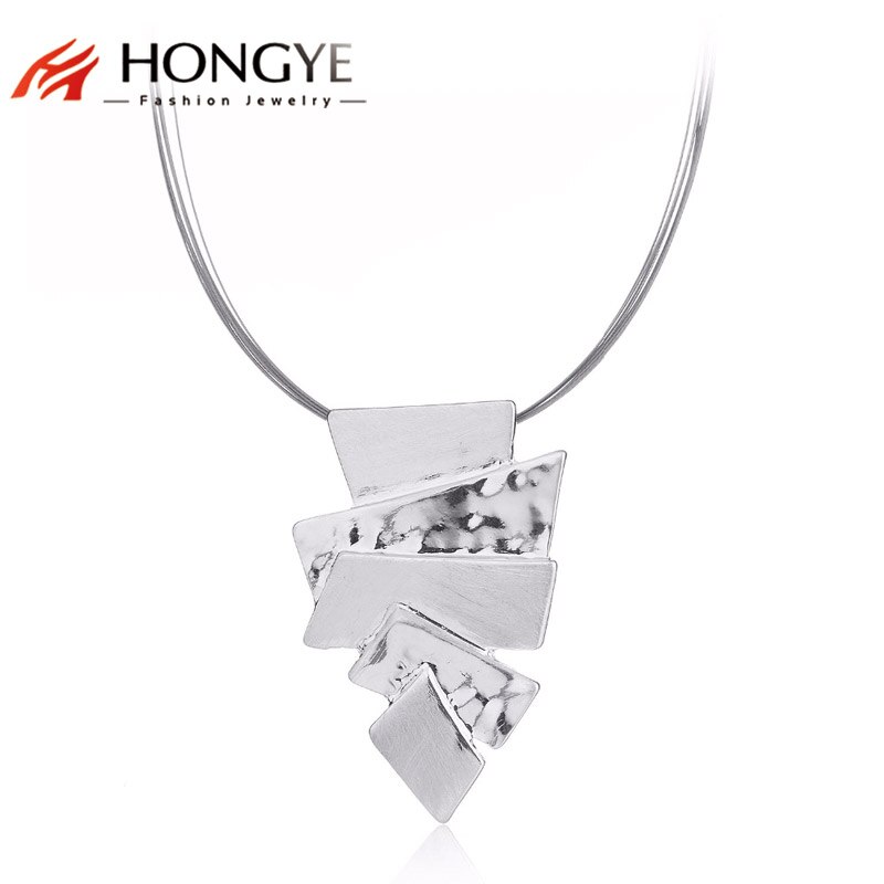 HONGYE Silver Color Necklace Chain Jewelry Women Accessories Long Unique Pendant Necklace collier femme