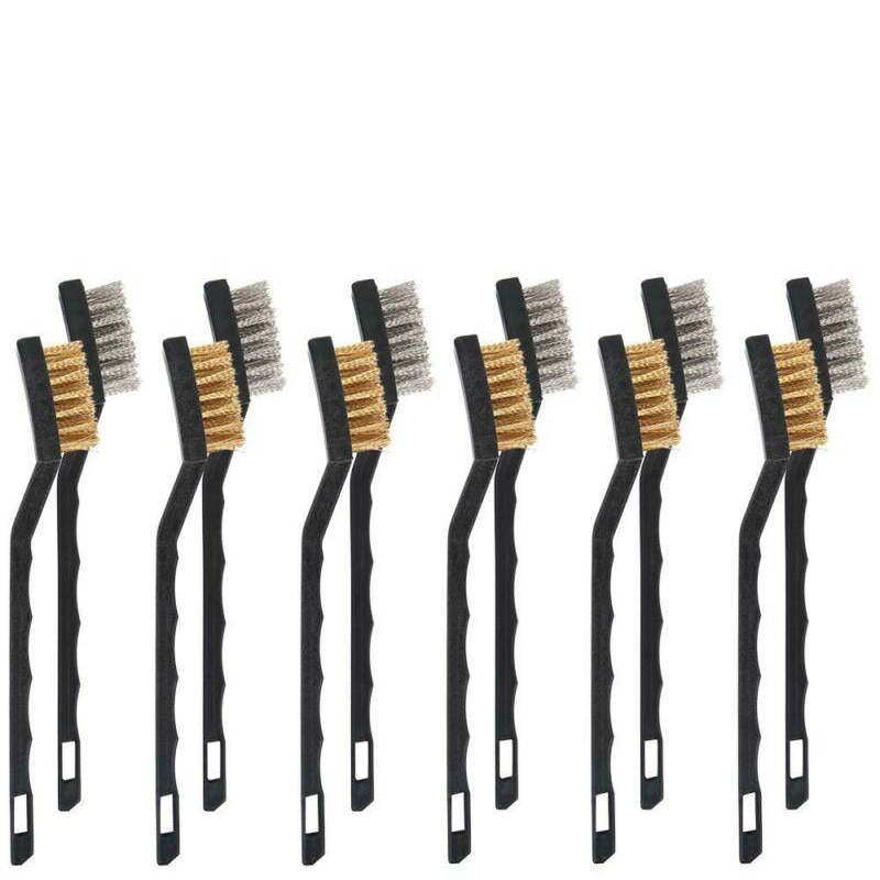 12pcs 7 inch Wire Brush Set Cleaning Brushes Tool Mini Micro Steel Brass Brush DIY Metal Polishing Rust Remover