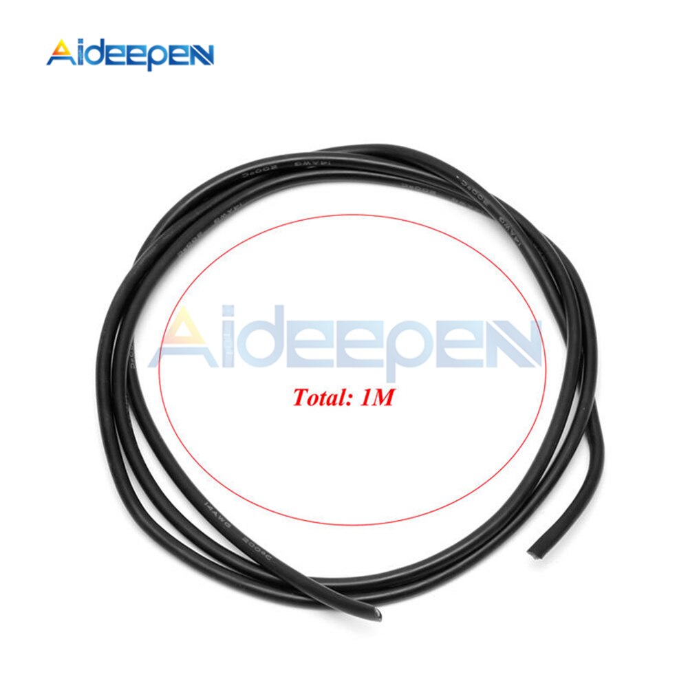 14 AWG Gauge Wire Flexible Silicone Stranded Copper Cables For RC Black 1M + Red 1M