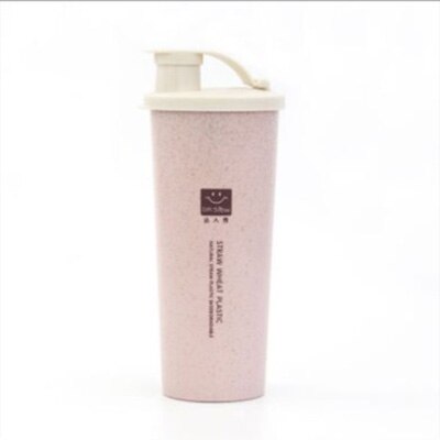 Bærbar Kopp av Hvetestrå - Med Lokk - 19x7.5cm - Krus til Kaffe, Te, Melk: Rosa
