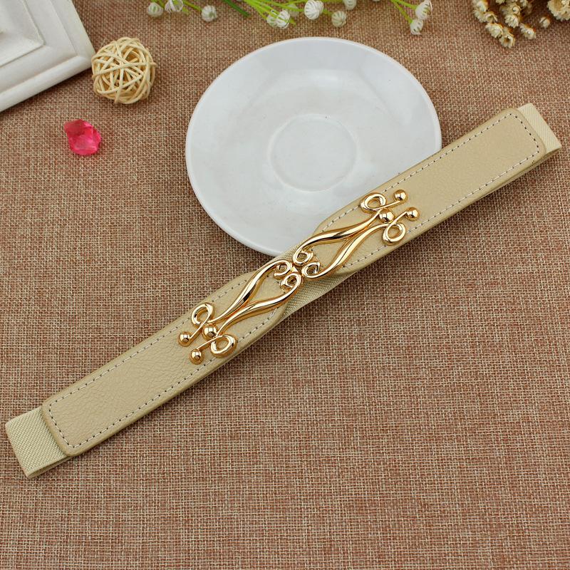 Metall Schnalle Dünne dehnbar Taille Gürtel gestreift Elastische Bund Elegante Frauen Gürtel Zubehör Schwarz Weibliche Gürtel: 4 (60x2.5cm)