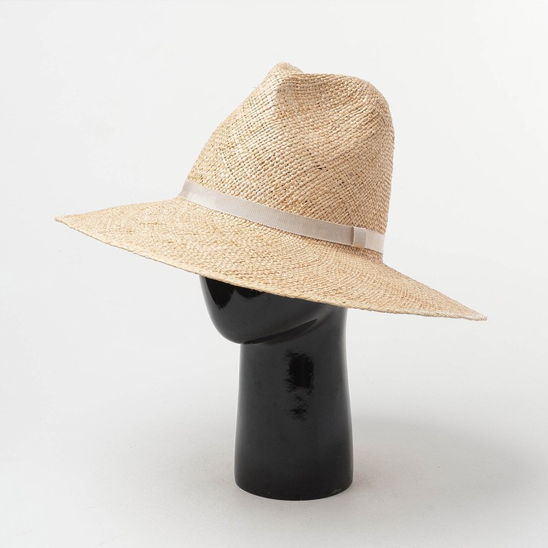 Klassisk unisex sommerhat til mænd kvinder håndlavet cool vævet strå fedora hat stilfuld solhat beige band jazz cap kentucky derby: Stil 4