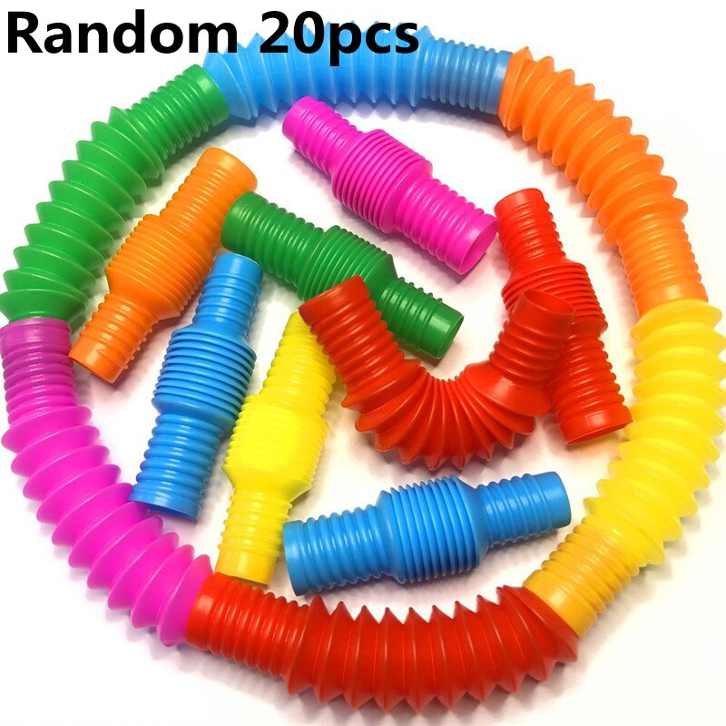 5 pezzi di plastica colorata Pop Tube Coil creativo magico giocattolo cerchio giocattoli divertenti sviluppo precoce educativo giocattolo pieghevole: QQ Pop Random 20PCS