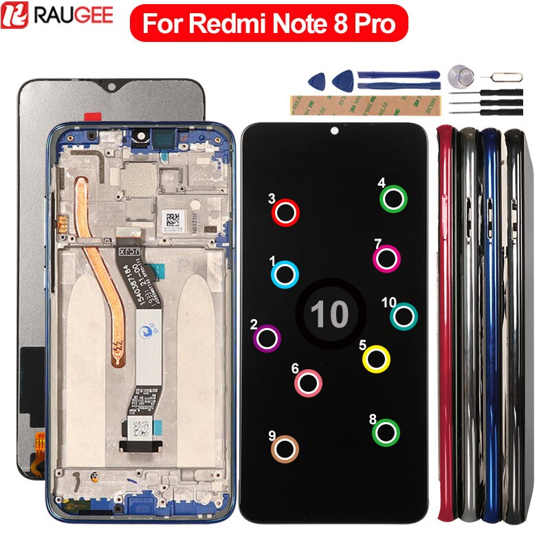 Lcd Voor Xiaomi Redmi Note 8 Pro Display Touch Screen Digitizer Vervanging Display Voor Redmi Note 8 Pro Screen Met frame 6.53"