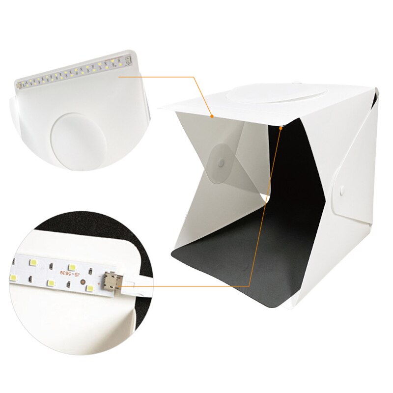 20CM Photography Photo Portable Folding Lightbox Studio LED Softbox Background Kit USB Mini Light Box for DSLR Camera