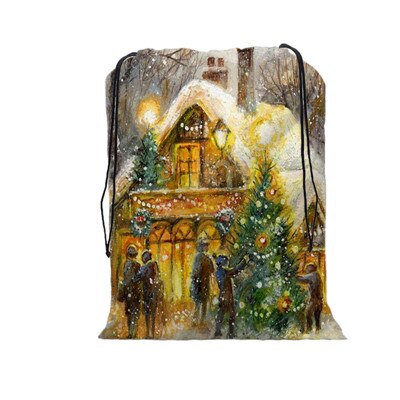 De zak vrolijke kerst print tas kerst trekkoord tassen dames multi-stijl reisrugzak wolesale: 11