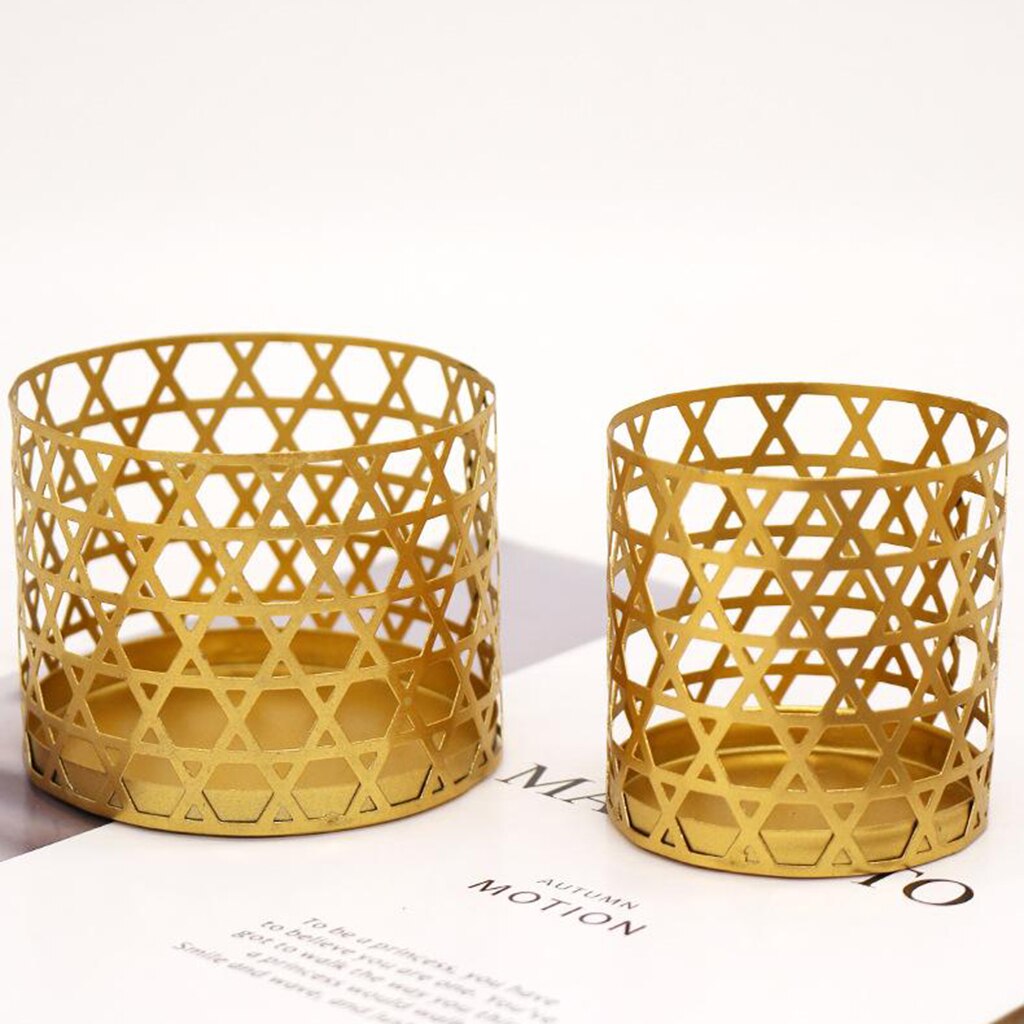 Metal Iron Candle Holder Modern Table Centerpiece for Indoor Outdoor Decor