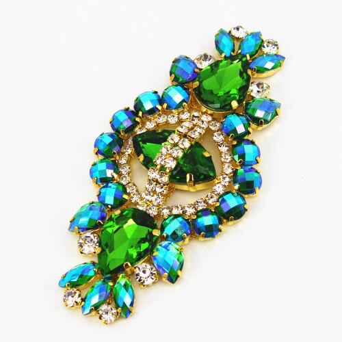 12*5.8 cm bandeau de mariée strass Applique pour wedidng robe sac décorations or mariage ceinture ceinture strass vert appliques: green AB applique