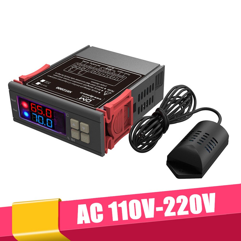 DC 12V 24V 48V AC 110V-220V Digital Temperature Humidity Controller Thermostat Humidistat Thermometer Hygrometer Weather Station: AC 110V-220V