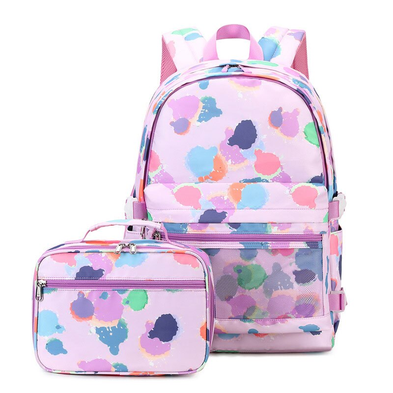 Colorful Printed Middle High School Bag Backpacks for Women Teenager Girls 2022 Waterproof 15.6 Laptop Schoolbag Backpack Female: Purple color