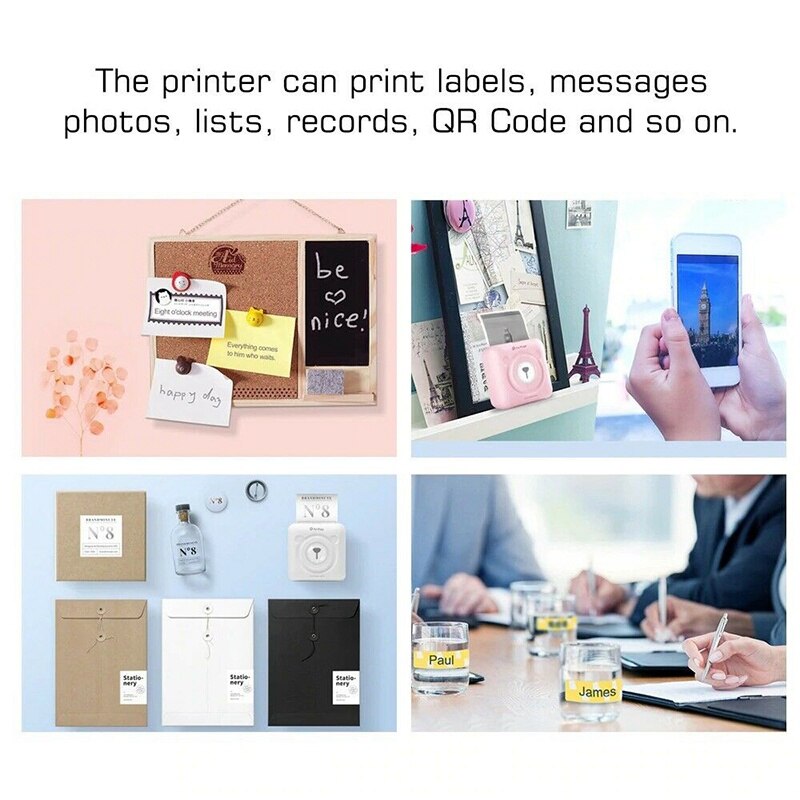 Mini Portable Thermal Printer USB Wireless Bluetooth A6 Thermal Label Printer Compatible with Android IOS Phone Laptop Computer