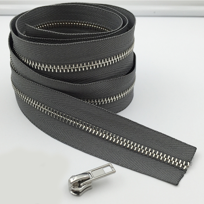1 meter milieuvriendelijke 3#  metalen ritsen zonder schuif voor kleding portemonnee tas rits reparatiesets rugzak doe-het-zelf naai accessoires: Grijszilver