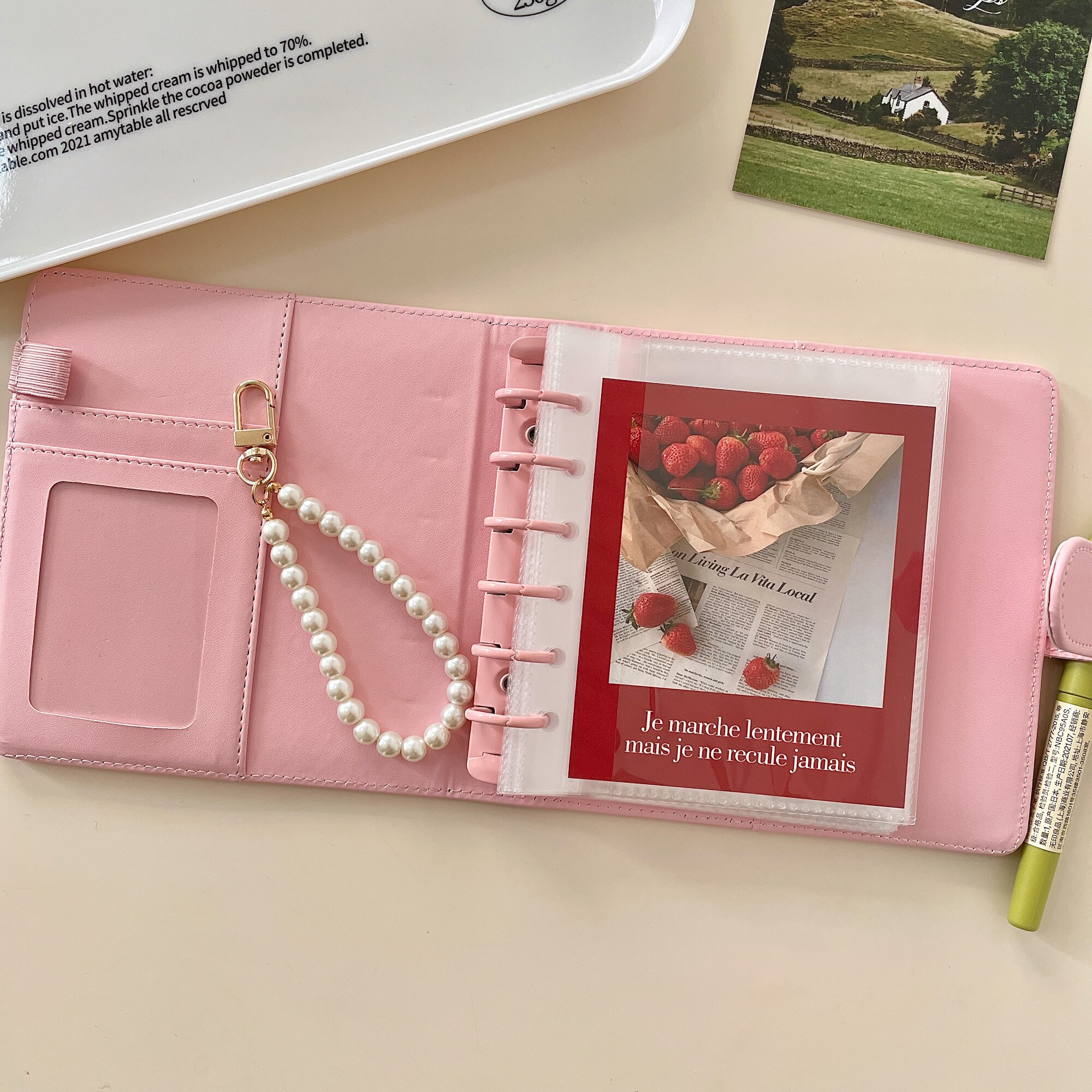 DIY Idol Cards Pink Square Loose Leaf Notebook Clear Photo Collage Card Star Admirer Square Binder 꾸미기 Korean Stationary