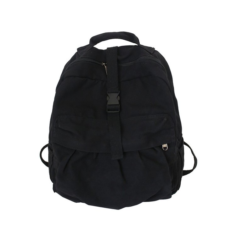Vintage Casual Backpack Women Travel Bag High Capacity Solid Color Women's Backpack Student Zipper School Bag: black 1