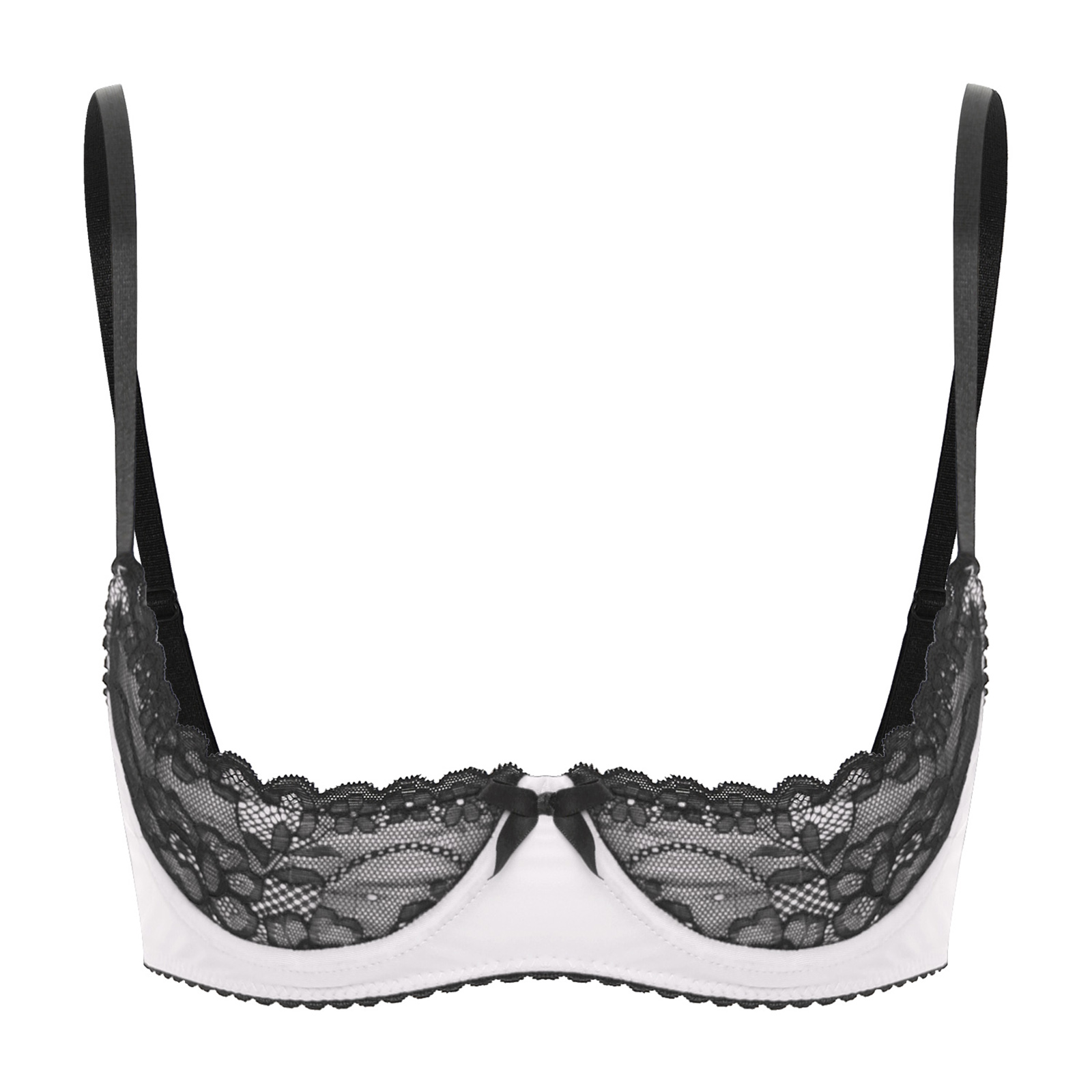 Womens Lingerie Swimwear Underwire Half Cup Bra Tops Bikini Lace Push Up Balconette Cup Bra Open Chest Breast Bra Underwear
