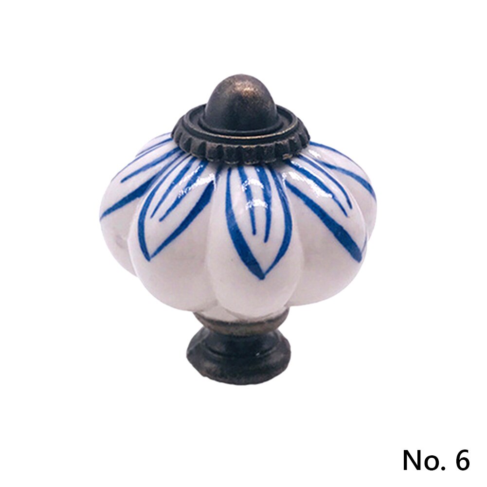 Poignée de meubles Vintage boutons de porte potiron céramique armoire poignées meubles tiroir placard cuisine tirer poignée 11 couleurs: no. 6