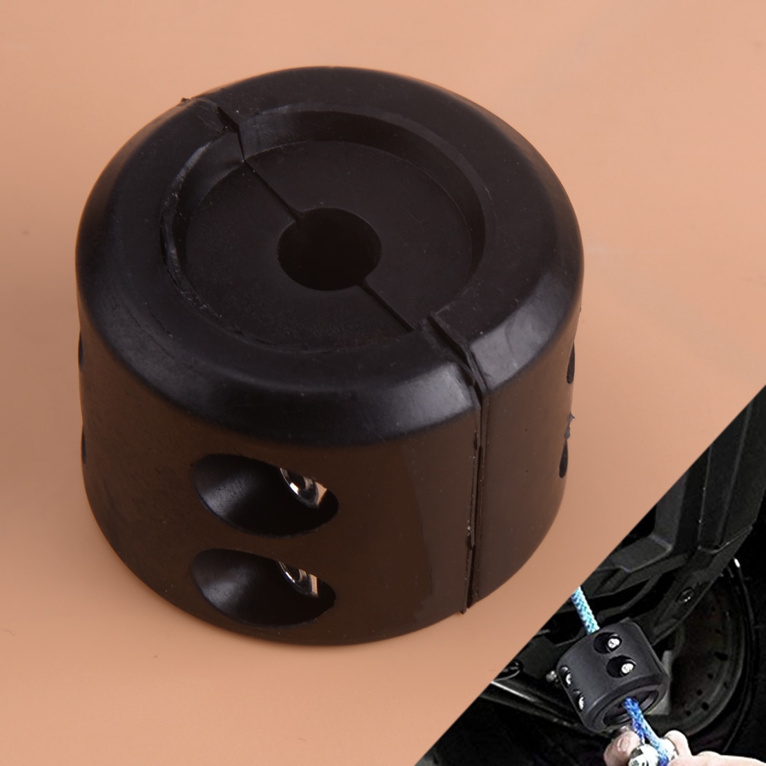 beler Universal Black Rubber Quad Bike ATV UTV Front Winch Cable Hook Stop Cushion Stopper