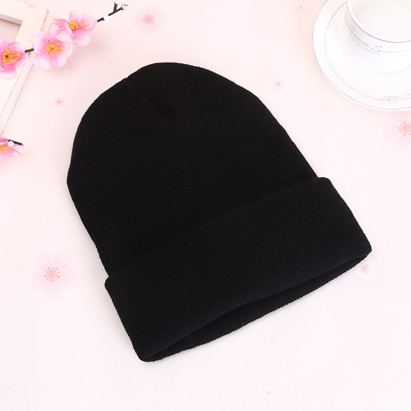 Gorro de punto para mujer, gorro de punto de Color sólido Hip Hop para niños o niñas, sombrero de primavera rojo, gorros de abrigo de Hip Hop para adultos, Color negro y rojo