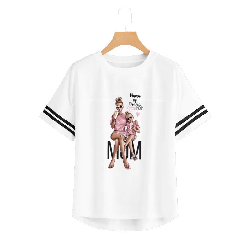 Vrouw moeder thermo sticker op kleding strepen strijken op kleding stickers warmteoverdracht diy thermische patches voor meisjes