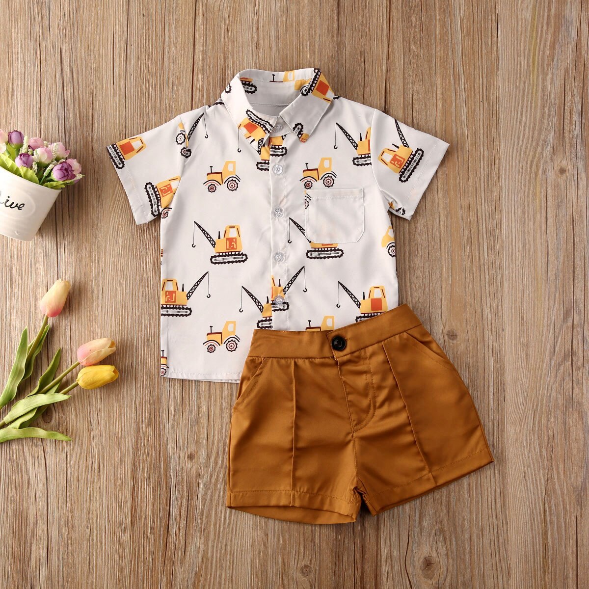 0-5y småbørn spædbørn baby drenge tøjsæt tegneserie print kortærmede t shirts toppe shorts herre outfits
